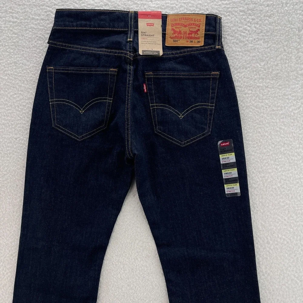 Levis 514 Jeans Mens 28x30 Blue Straight Dark Wash Denim Grunge Minimalist Rock